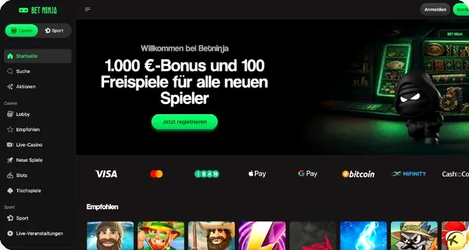 Betninja - Hauptseite